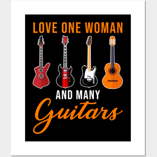 Love One Woman Many Guitars Guitarist Me Posters and Art